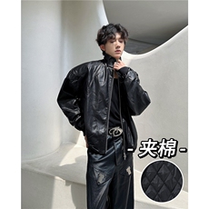 【有货】DM8058-P83美式机车皮衣男冬季潮牌宽松短款夹棉加厚外套，男装皮衣，星座603-2