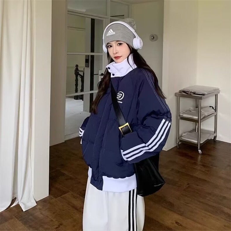 潮棉衣棉服女冬季情侣学院风保暖美式宽松运动条纹撞色小众棉袄,男装棉衣,星座218-1（原230）