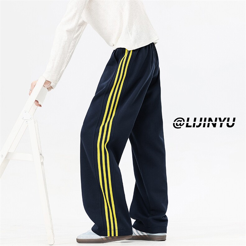 垂顺条纹新款舒适坠感阔腿长裤62%棉坠感M-5XLX2530特批32,男装休闲裤,星座718
