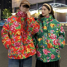 Y251男女连帽东北大花棉服棉袄风汉服团队服保暖防寒花袄子，男装棉衣，星座115A(原星座507）