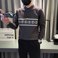 潮牌翻领毛衣男秋冬季长袖打底衫2025新款线衣痞帅POLO衫领针织衫，男装T恤，星座1210-1