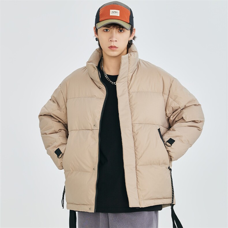 GENIOLAMODE冬季黑色百搭羽绒服男士潮牌翻领外套加厚宽松面包服,男装羽绒服,电商B306