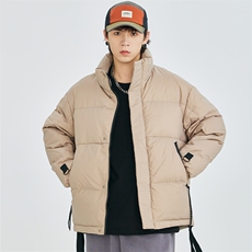 GENIOLAMODE冬季黑色百搭羽绒服男士潮牌翻领外套加厚宽松面包服，男装羽绒服，电商B306