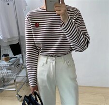 【素妮】春款爱心条纹长袖T，其它，素妮