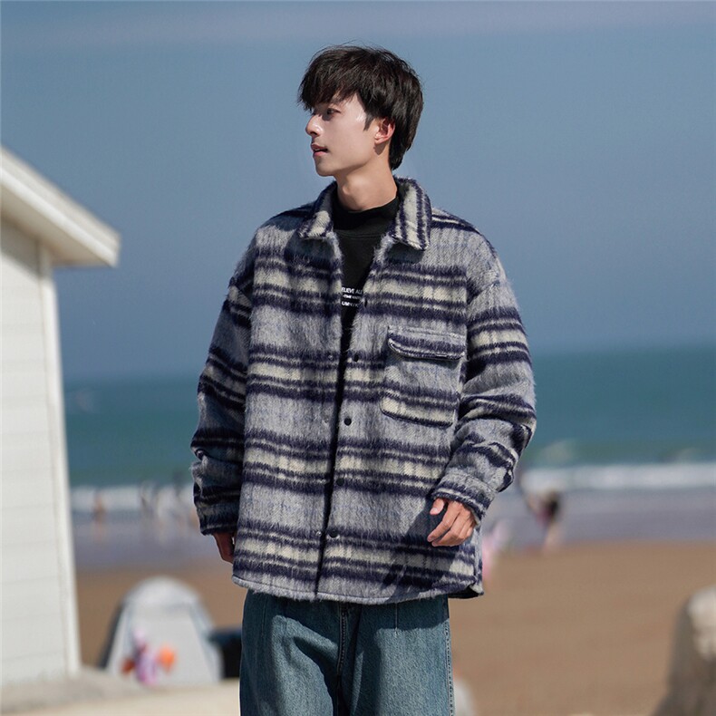 2025秋冬新款毛呢料格子宽松大码外套A017JK8052P85,女装短外套,电商A017