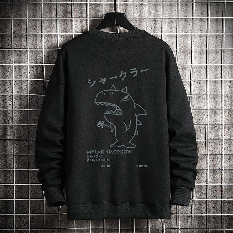 S6092-P28加绒款-P33秋季圆领卫衣男大码韩版宽松长袖外套网格,男装卫衣,电商A040A