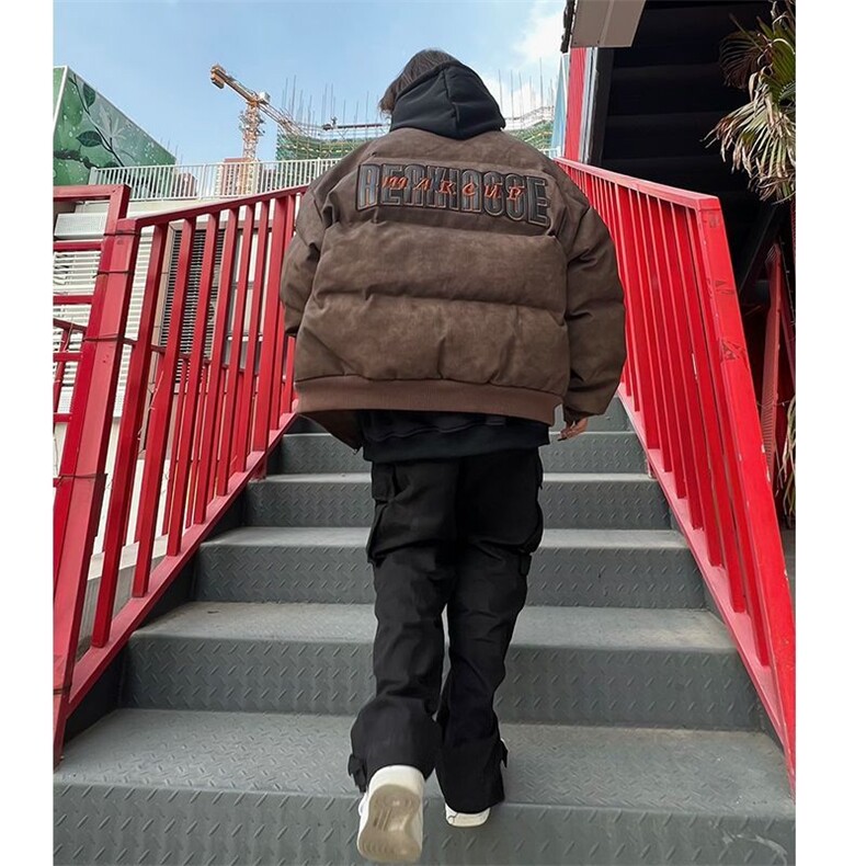 1506-1/MM8030-21/P96复古刺绣PU皮棉服男女冬季加厚宽松皮衣外套,男装皮衣,星座1506-1
