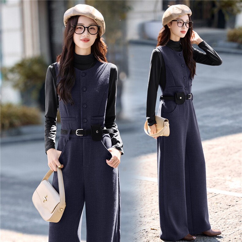 主推现货2025年省心好搭时髦范+气质配优雅休闲配送腰带连体裤，女装连体裤，尚娜萱