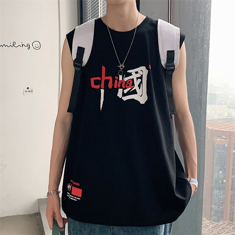 夏季港风宽松青少年休闲背心TC1108-P25,男装T恤,星座717