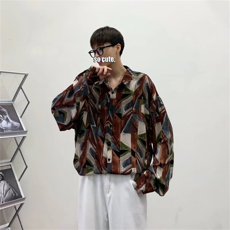 C164-P28新款潮潮流青春流行男慵懒衬衫宽松型长袖,男装衬衫,电商B323A