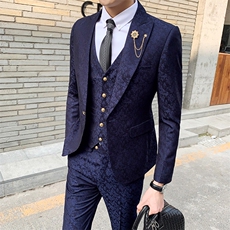 春夏薄款提花西服套装男三件套新郎礼服西装A470-TZ30-P285，男装西服套装，电商A207