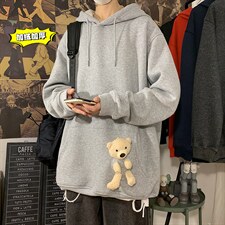 2021冬季新海报港风大码男女加绒加厚送小熊网红连帽卫衣W5205P55，男装卫衣，电商A001