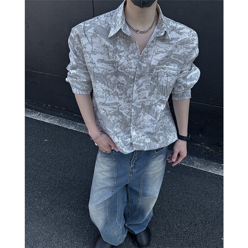 美式高街宽松衬衫潮流休闲上衣A086-CS2206-P40,男装衬衫,电商基地A086