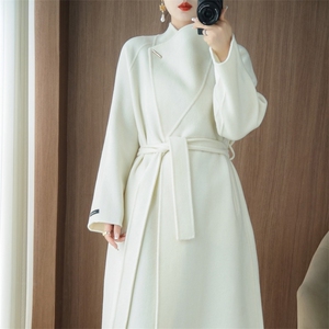 高端羊毛大衣长款秋冬新款羊绒2024双面立领气质毛呢外套呢子大衣，女装双面呢大衣，泰公羊绒