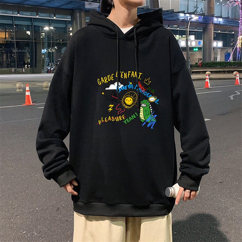 WY2219-P35纯棉连帽卫衣男大码运动帽衫宽松薄外套男,男装卫衣,电商A040