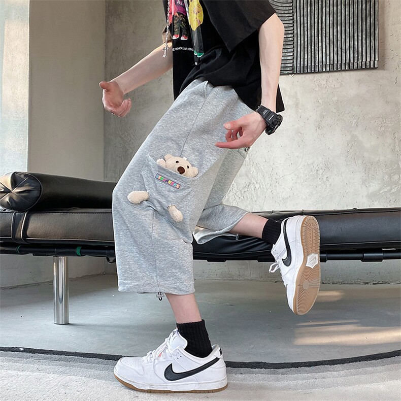 2023夏季新款港风外景大码玩偶休闲七分裤M-5XHK22158-P40,男装休闲裤,电商A022