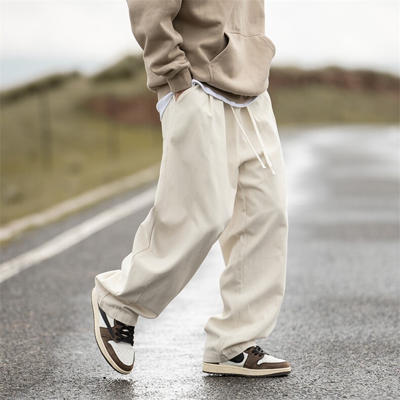 纯棉砂洗直筒垂感休闲裤男2025秋冬款打褶工装长裤K2148-P45控68，男装工装外套，电商A362