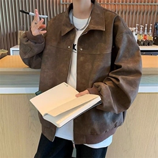 DWT72-P78美式复古麂皮绒外套男秋季痞帅高级感重磅潮牌宽松夹克，男装夹克，星座603-2