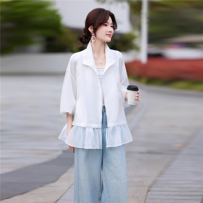 防晒衣女夏季2026年新款薄款长袖百搭时尚短款宽松防晒开衫外套,女装短外套,鑫源服饰