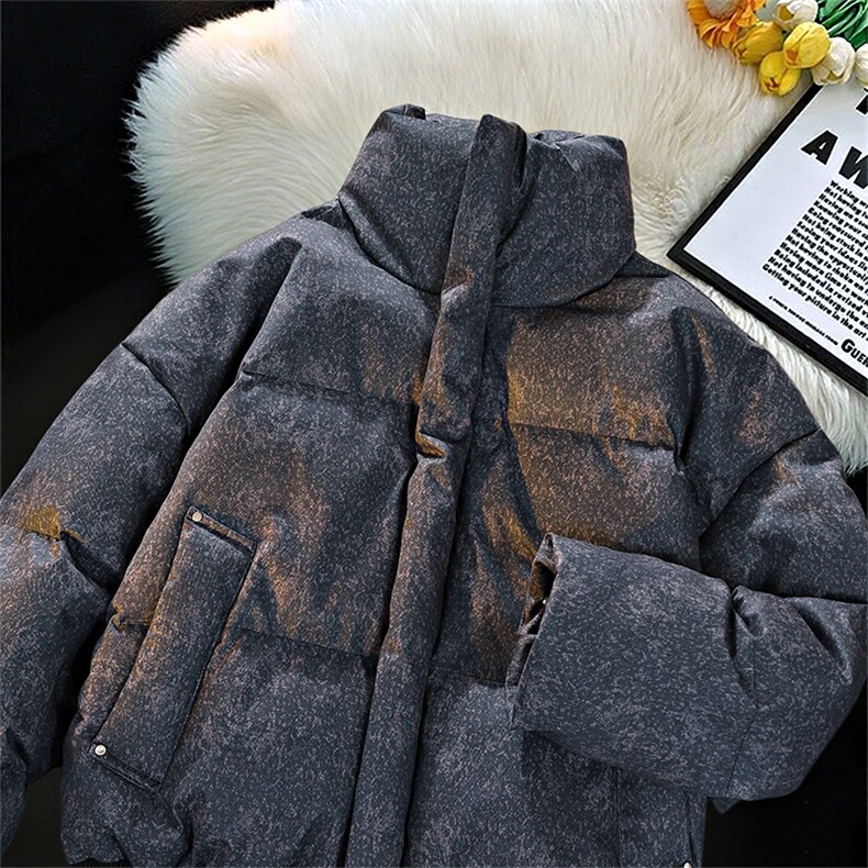 复古做旧冬装立领棉服男女棉衣外套光板面包服高街HZ8819-P88,男装棉衣,星座610B-1