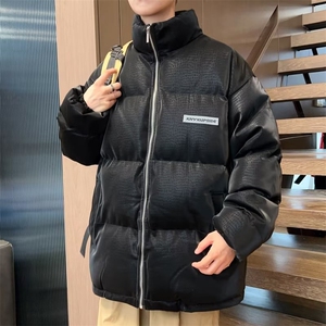 美式高街pu皮棉服男冬季痞帅宽松面包服外套潮牌设计感棉衣图片