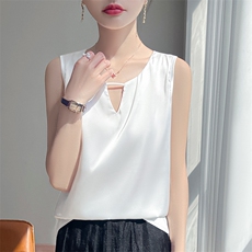 夏季缎面打底背心女内搭纯色无袖衬衫t恤上衣内搭吊带可外穿上衣，女装背心吊带，圣丽羊绒