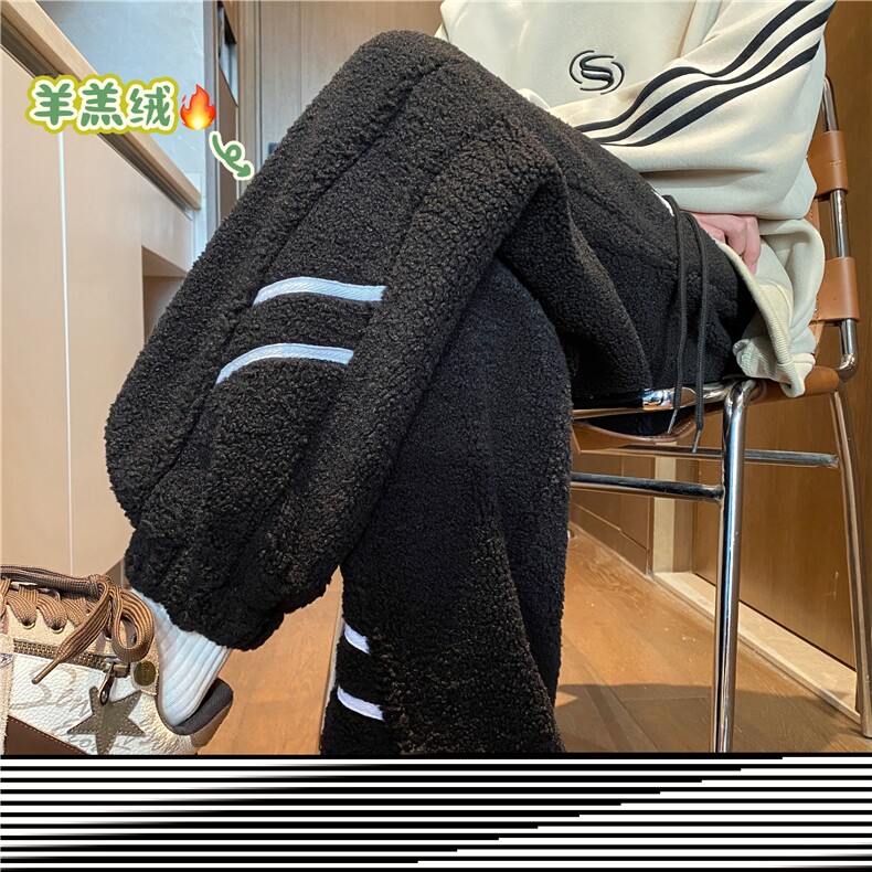 港风冬季新款保暖羊羔绒休闲宽松束脚卫裤B315-K23530-p65控88,男装休闲裤,电商B315