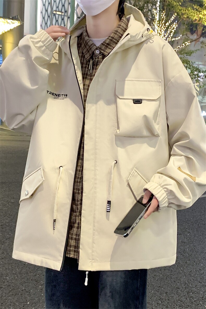2026春秋款连帽夹克男潮牌大码工装A436-D1201-小码P65-大码P70,男装夹克,电商A436