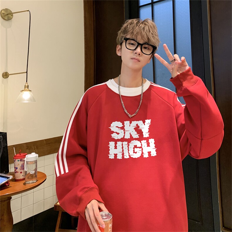 美式三杠条纹复圆领卫衣秋冬男女宽松长袖SW2478-P45控6850棉,男装卫衣,电商B370