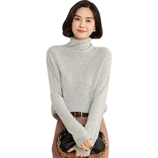 秋冬季35%羊绒休闲简约时尚百搭全无缝正反针堆领羊绒衫，女装羊绒衫，朝思羊绒