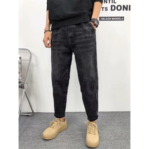 1506-1/KT621加绒/P59高端八分弹力牛仔裤秋冬季宽松直筒大码图片