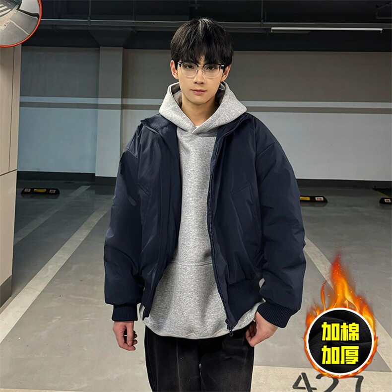 现货冬季美拉德立领飞行夹克廓形高街棒球服加棉加厚棉衣外套，男装夹克，电商A443