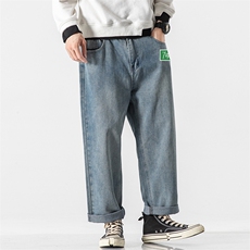 NK46058-P45加绒-P55百搭牛仔裤男士宽松九分裤男直筒裤子男，男装牛仔裤，电商A040A