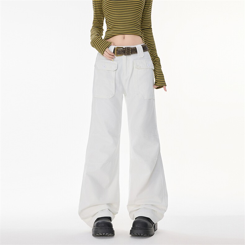 美式复古宽松直筒工装裤男女水洗做旧多口袋街头休闲裤YD9041-P75，男装工装外套，星座509