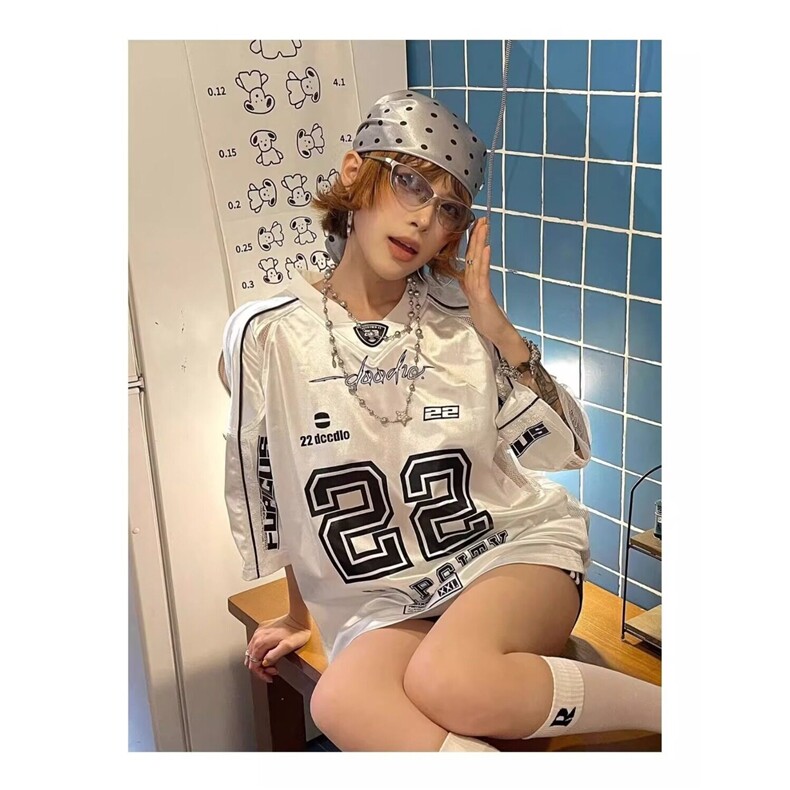 网图现货夏季设计感小众美式印花字母球衣宽松短袖T恤T0172/P35,男装T恤,星座205-3