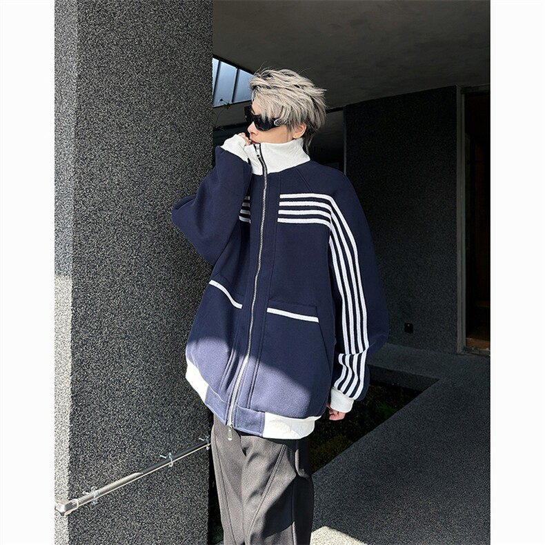 24个性条纹款拉链立领卫衣外套夹克WY43--P95,男装夹克,电商B288