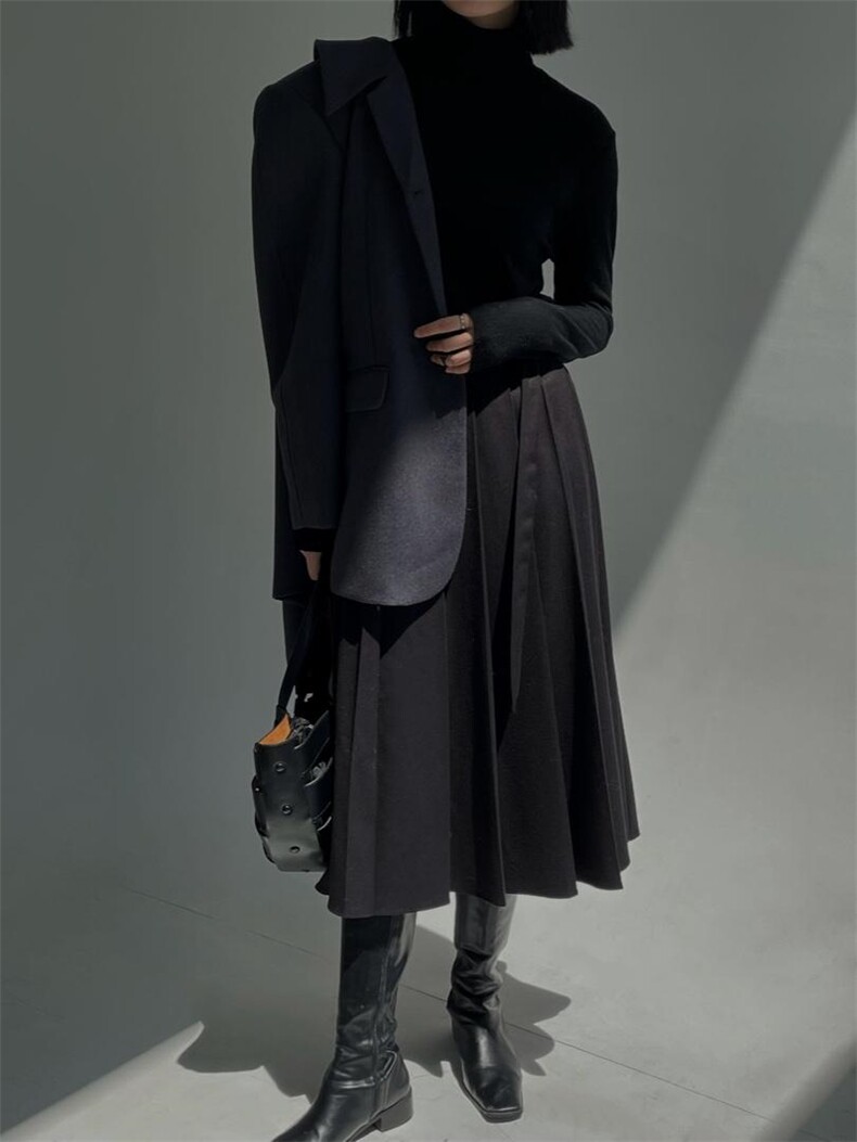 冬季·羊毛百褶半裙，女装半身裙，hello september