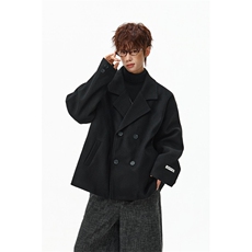 冬季毛呢大衣男士韩短款呢子外套双排扣加厚风衣休闲外套，男装风衣，星座903-1