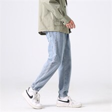 2022！男女直筒港风宽松阔腿松紧腰牛仔裤D888款P32元，男装牛仔裤，星座1202-3（原1218-3）