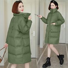 2020冬装新款简约时尚中长款羽绒服保暖外套纯色，女装羽绒服，依万里