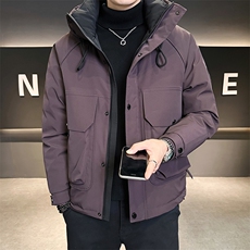 新标90白鸭绒2025年连帽时尚潮流保暖羽绒服男YR6059-P240，男装羽绒服，电商D240-242