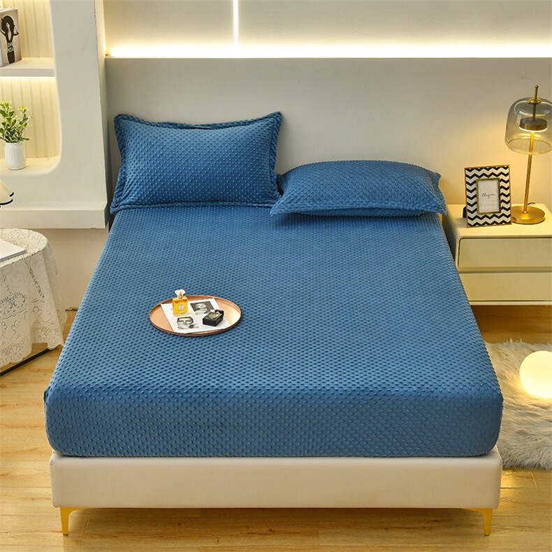 2023新款加厚宝宝绒暖豆豆纯色床笠床罩豆豆绒，床单，一起卖家纺