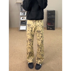 B221美式ins高街宽松直筒印花牛仔裤LK25458-特P45控78图片