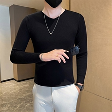 店主风秋冬新款V领套头长袖针织毛衣小伙打底衫301A-1/M55/P45，男装T恤，星座301A-1