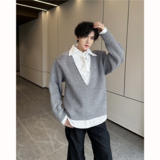 现货26春季设计感假两件制服感针织领带衬衫套头卫衣MY05-P148，男装卫衣，电商B288