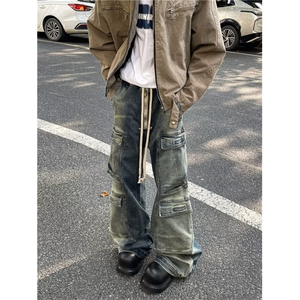 高街牛仔裤男士韩版潮流多口袋帅百搭2024冬季ins长裤RK2353-P55图片