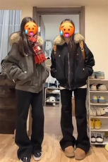 美式复古座山雕加绒棉服外套男女冬季毛领连帽短款情侣保暖潮棉衣，男装棉衣，星座302B