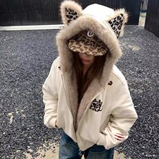 2025冬季飞行夹克牛角扣毛领连帽棉服男女派克服外套MF383-P115，男装夹克，星座412-3