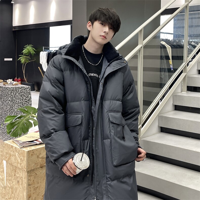 羽绒服男冬季新款港风宽松长款连帽白鸭绒外套YR928-P180(控价208,男装羽绒服,星座214-3