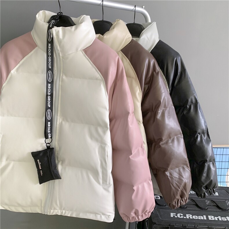 毛毯平铺拼接撞色面包服时尚立领保暖皮棉服A247-MY520特批85,男装棉衣,电商A247